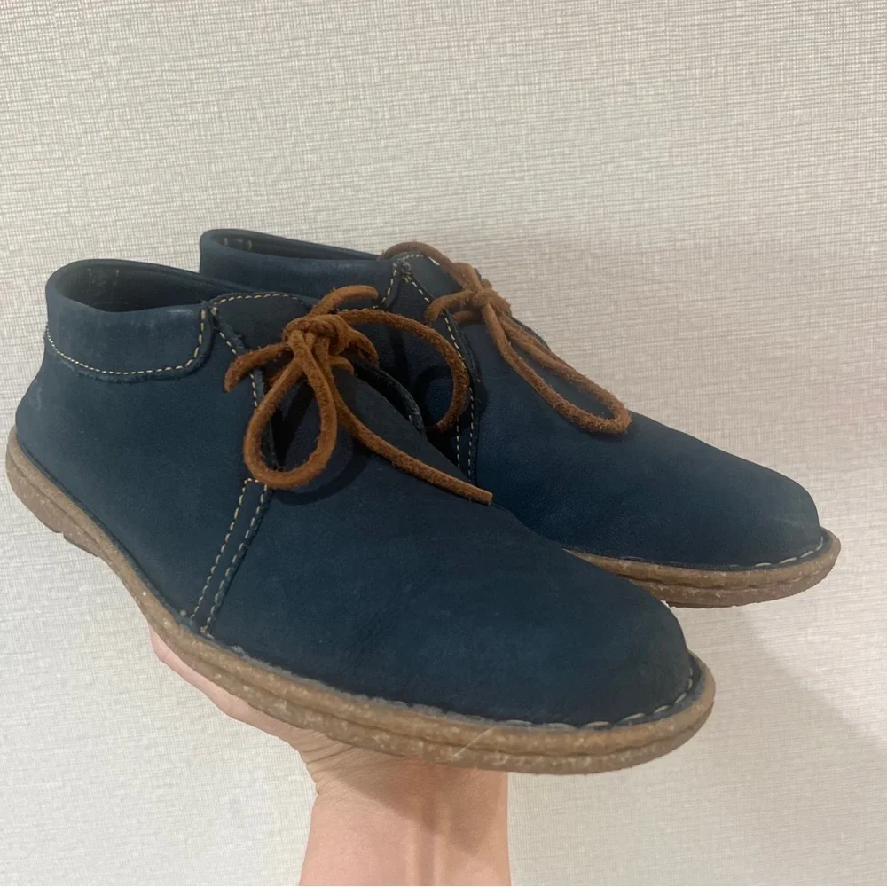 Womens 9 Born Nuala Booties Blue Nubuck Suede Leather Chukka Ankle Boots Boho